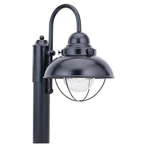 Sea Gull Lighting One-Light Outdoor Post Lantern Outside Fixture, Full Size, Black
