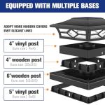 VOLISUN Solar Post Cap Lights: 6 - Pack Outdoor Post Light for White/Black 4x4 Vinyl Fence Deck - Dock 4x4/6x6 Wooden Post 2 Color Modes Waterproof Warm White