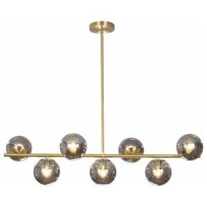 Modern Gold Brass 7-Light Globe Pendant Light Fixture