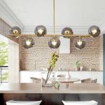 Modern Gold Brass 7-Light Globe Pendant Light Fixture