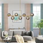 Modern Gold Brass 7-Light Globe Pendant Light Fixture