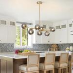 Modern Gold Brass 7-Light Globe Pendant Light Fixture