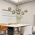 Modern Gold Brass 7-Light Globe Pendant Light Fixture