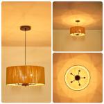 5-Light Wicker Drum Pendant Chandelier for Kitchen Foyer