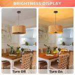 5-Light Wicker Drum Pendant Chandelier for Kitchen Foyer