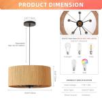 5-Light Wicker Drum Pendant Chandelier for Kitchen Foyer