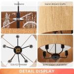 5-Light Wicker Drum Pendant Chandelier for Kitchen Foyer