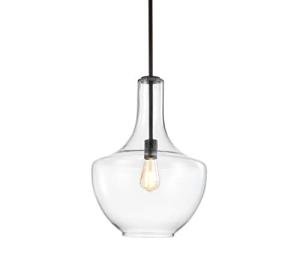 Glass/Metal LED Pendant Light, Dimmable, Farmhouse Style