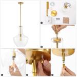 Glass/Metal LED Pendant Light, Dimmable, Farmhouse Style