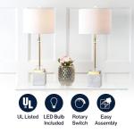 JONATHAN Y JYL5008A-SET2 Set of 2 Table Lamps Dawson 30" Marble/Crystal LED Table Lamp Modern Contemporary Bedside Desk Nightstand Lamp for Bedroom Living Room, White/Brass Gold