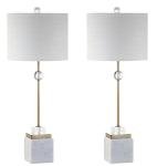 JONATHAN Y JYL5008A-SET2 Set of 2 Table Lamps Dawson 30" Marble/Crystal LED Table Lamp Modern Contemporary Bedside Desk Nightstand Lamp for Bedroom Living Room, White/Brass Gold