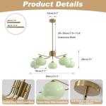 Green Glass Pendant Chandelier Light Fixture - Mid Century