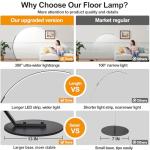 Bright LED Floor Lamp with Remote, Adjustable Color