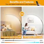 Bright LED Floor Lamp with Remote, Adjustable Color