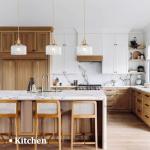 Vintage Brass Pendant Light with Clear Striped Glass