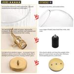 Vintage Brass Pendant Light with Clear Striped Glass