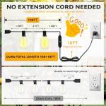 Oviviam 100FT LED Outdoor String Lights, Patio Deck Lights with 50+4 Shatterproof ST38 Edison Bulbs, Dimmable Warm White Waterproof Outside Hanging Lights Connectable for Yard Backyard Porch Garden