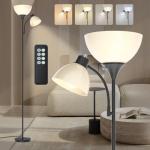 GERGO Led Floor Lamp, Super Bright 11W+7W 2100LM Torchiere Floor Lamps for Living Room, Stepless Adjustable 3000K-6000K Temperatures with Remote Control for Bedroom