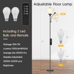GERGO Led Floor Lamp, Super Bright 11W+7W 2100LM Torchiere Floor Lamps for Living Room, Stepless Adjustable 3000K-6000K Temperatures with Remote Control for Bedroom