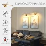 Modern Brass Picture Lights for Artwork Display, LED Swing Arm