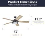 Smart Ceiling Fan with Remote Control, 52