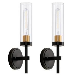 Modern Black and Gold Wall Sconces Set
