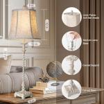 LuxSight European Country Vintage Style Candle Stick Buffet Table Lamp 33'' Tall Ivory White Linen Fabric Soft Bell Shade Stepless Dimming for Living Room Bedroom Dinning Family House Study Room