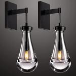 Black Dimmable Raindrop Wall Sconces Set of 2