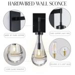 Black Dimmable Raindrop Wall Sconces Set of 2