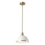 Matte White Pendant Light with Brass Accents