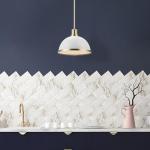 Matte White Pendant Light with Brass Accents