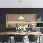 Matte White Pendant Light with Brass Accents