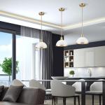 Matte White Pendant Light with Brass Accents