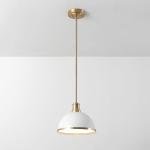 Matte White Pendant Light with Brass Accents