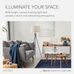 Adesso 3835-01 Benson Floor Lamp, 60 in., 150W Incandescent, Equivalent CFL, Black w/Antique Brass Accent, 1 Tripod Lamp