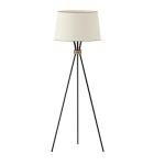 Adesso 3835-01 Benson Floor Lamp, 60 in., 150W Incandescent, Equivalent CFL, Black w/Antique Brass Accent, 1 Tripod Lamp