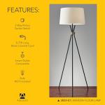 Adesso 3835-01 Benson Floor Lamp, 60 in., 150W Incandescent, Equivalent CFL, Black w/Antique Brass Accent, 1 Tripod Lamp