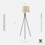 Adesso 3835-01 Benson Floor Lamp, 60 in., 150W Incandescent, Equivalent CFL, Black w/Antique Brass Accent, 1 Tripod Lamp