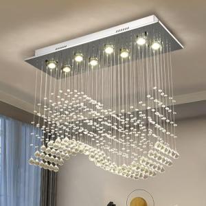 Siljoy Modern K9 Crystal Chandelier, Flush Mount Lighting