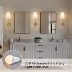 Powfloven Gold Rechargeable Battery Wall Sconces Set