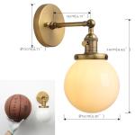 Vintage Brass Wall Sconce with White Globe Lighting