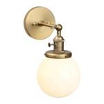 Vintage Brass Wall Sconce with White Globe Lighting
