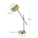 Globe Electric 52098 Pratt 20" Desk/Table Lamp, Matte Brass Finish, Adjustable Height, Balance Arm, in-Line Rocker On/Off Switch