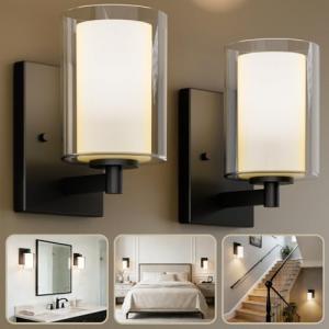 Modern Vanity Lights Set of 2, Clear Glass Shade