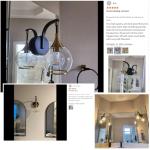 Modern Black and Gold Wall Sconce Light with Clear Glass Shade