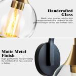 Modern Black and Gold Wall Sconce Light with Clear Glass Shade