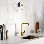 Modern Black and Gold Wall Sconce Light with Clear Glass Shade