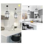 Black Crystal Pendant Light for Kitchen Island, Modern Elegant