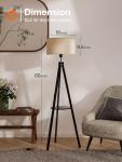 addlon Tripod Floor lamp with Remote, Standing Wood lamp with Shelf and mid Century design - Black