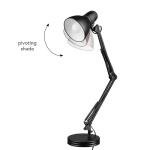 Globe Electric 5698601 28" Heavy Base Top Moving Spring Balanced Swing Arm Desk Lamp, Black, On/Off Rotary Switch on Shade, Office Decor, Reading Light, Home Essentials, Room Lighting